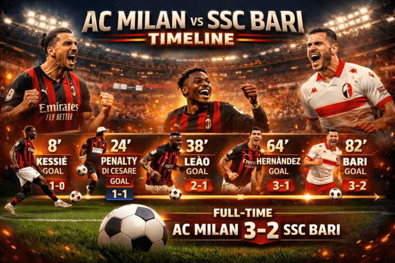 AC Milan vs SSC Bari Timeline