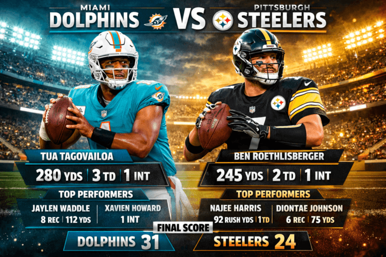 Miami Dolphins vs Pittsburgh Steelers Match Player Stats