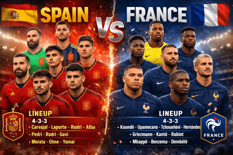 Spain National Football Team vs France National Football Team Lineups